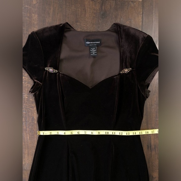 VTG 90s Connected Apparel Y2K Dark Brown Velvet A-Line Sweetheart Neck, 12P - Picture 9 of 10